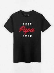 WOOOP Koszulka "Best Papa Ever" w kolorze czarnym rozmiar: M. Czarne bezrękawniki Wooop, m, bez wzorów, z bawełny, bez kołnierzyka, bez ramiączek. Za 70.57 zł.