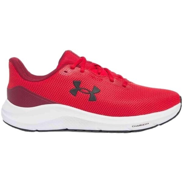Buty do biegania męskie Under Armour Charged Pursuit 4cardinal. Czerwone buty do biegania Under Armour, bez wzorów, bez zapięcia, do biegania. Za 229.99 zł.