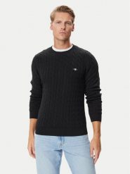 Gant Sweter 8050601 Czarny Regular Fit. Czarne swetry rozpinane GANT, m, bez wzorów, z bawełny, bez kołnierzyka, bez ramiączek. Za 526.99 zł.