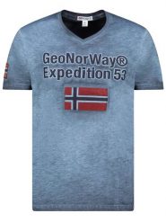 Geographical Norway Koszulka "Jimdo" w kolorze niebieskim rozmiar: M. Niebieskie bezrękawniki Geographical Norway, m, bez wzorów, z bawełny, bez kołnierzyka, bez ramiączek. Za 70.74 zł.
