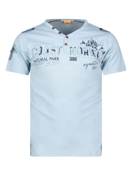 Geographical Norway Koszulka "Jantonio" w kolorze błękitnym rozmiar: M. Niebieskie bezrękawniki Geographical Norway, m, bez wzorów, z bawełny, bez kołnierzyka, bez ramiączek. Za 66.93 zł.
