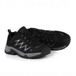 Buty niskie softshellowe Alpine Pro Nige wodoodporne. Czarne buty trekkingowe Alpine Pro, bez wzorów, bez zapięcia. Za 299.00 zł.