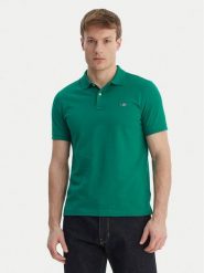 Gant Polo Shield 2220 Zielony Slim Fit. Zielone koszulki polo GANT, m, bez wzorów, z bawełny, bez kołnierzyka, bez ramiączek. Za 379.99 zł.