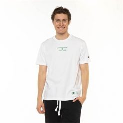 Koszulka sportowa męska Champion Eco Graphic. Białe t-shirty sportowe Champion, bez wzorów, z bawełny, bez ramiączek. Za 273.00 zł.