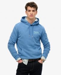 Superdry Core Logo City Hood bluza męska 100% bawełna. Niebieskie bluzy z kapturem Superdry, l, bez wzorów, z bawełny, z kapturem. Za 363.20 zł.