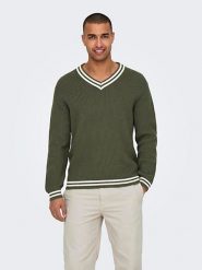 ONLY & SONS Sweter w kolorze khaki rozmiar: S. Brązowe swetry nierozpinane Only & Sons, s, bez wzorów, bez kołnierzyka, bez ramiączek. Za 57.47 zł.