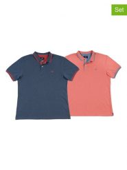 The Time of Bocha Koszulki polo (2 szt.) w kolorze niebieskim i łososiowym rozmiar: XL. Niebieskie koszulki polo The Time of Bocha, xl, bez wzorów, z bawełny, bez kołnierzyka, bez ramiączek. Za 165.99 zł.