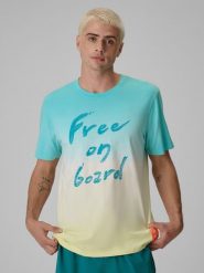 4F T-shirt regular z nadrukiem męski - multikolor M. T-shirty 4F, m, bez wzorów, z jeansu, bez kołnierzyka, bez ramiączek. Za 89.99 zł.