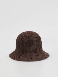 Kapelusz bucket - ciemnobrązowy. Brązowe kapelusze Reserved, bez wzorów. Za 99.99 zł.