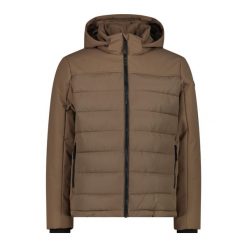 Kurtka z kapturem CMP. Brązowe kurtki CMP, bez wzorów, z puchu, z kapturem. W wyprzedaży za 538.99 zł.