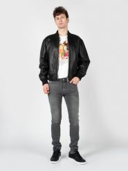 Iceberg Kurtka "Leather Jacket" | ZO206802 | Mężczyzna | Czarny. Czarne kurtki ICEBERG, m, bez wzorów, ze skóry, bez kaptura. W wyprzedaży za 1,709.00 zł.
