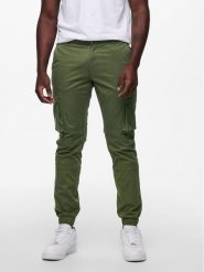 Only & Sons Spodnie materiałowe 22016687 Zielony Tapered Fit. Zielone spodnie materiałowe Only & Sons, m, bez wzorów, z bawełny. Za 109.99 zł.