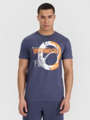 4F T-shirt regular z nadrukiem męski - szary XXL. Szare t-shirty 4F, m, bez wzorów, z bawełny, bez kołnierzyka, bez ramiączek. Za 69.99 zł.