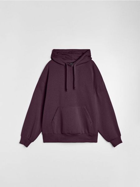 Bluza z kapturem comfort fit z domieszką bawełny - fioletowy. Fioletowe bluzy z kapturem Sinsay, l, bez wzorów, z bawełny, z kapturem. Za 39.99 zł.