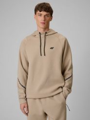 4F Bluza dresowa regular z kapturem męska - beżowa XL. Brązowe bluzy z kapturem 4F, m, bez wzorów, z dresówki, z kapturem. Za 199.99 zł.