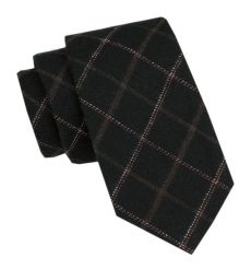 Wełniany Krawat - Alties - Czarny w Kratkę. Czarne krawaty i muchy Alties, bez wzorów, z bawełny. Za 55.00 zł.