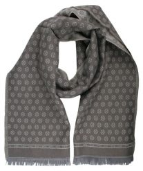 Wełniany Szalik Męski - V. Fraas - Taupe (Szarobrązowy), Drobny Wzór. Szare szaliki V. Fraas, bez wzorów, z materiału. Za 129.00 zł.