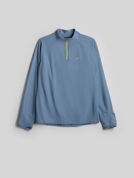 4F Bluza do biegania slim bez kaptura męska - denim S. Niebieskie bluzy 4F, m, bez wzorów, z denimu, bez kaptura. Za 199.99 zł.