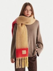 Calvin Klein Szalik Patch Brushed LV04D8070G Beżowy. Brązowe szaliki CALVIN KLEIN, bez wzorów, z materiału. Za 389.99 zł.
