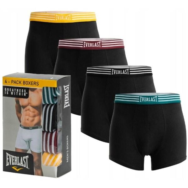 Bokserki dla mężczyzn Everlast 4-pak. Czarne bokserki EVERLAST, m, bez wzorów, z bawełny. W wyprzedaży za 64.99 zł.