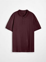 Bawełniana koszulka polo - bordowy. Czerwone koszulki polo sportowe Sinsay, l, bez wzorów, z bawełny, bez kołnierzyka, bez ramiączek. Za 22.99 zł.