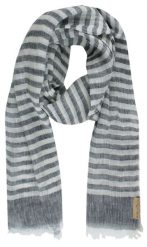 Lekki (Przejściowy) Szalik Lniano-Bawełniany - Fraas - Popielaty w Prążek. Szare szaliki V. Fraas, bez wzorów, z bawełny. Za 79.00 zł.