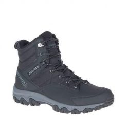 Buty trekkingowe męskie Merrell Thermo Akita Mid WP. Szare buty trekkingowe Merrell, bez wzorów, z materiału, za kostkę, bez zapięcia. Za 619.00 zł.