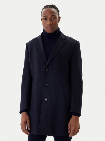 Bugatti Płaszcz wełniany 821628-84221 M Granatowy Regular Fit. Niebieskie płaszcze Bugatti, na zimę, m, bez wzorów, z syntetyku, bez kaptura. Za 2,099.00 zł.