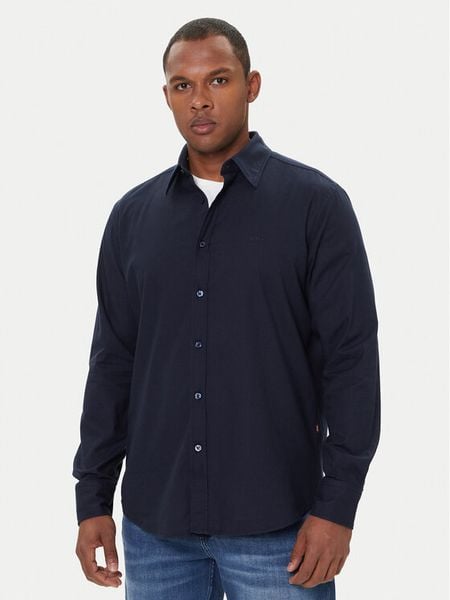 BOSS Koszula Relegant 50548959 Granatowy Regular Fit. Niebieskie koszule Boss, l, bez wzorów, z bawełny, bez kołnierzyka, bez ramiączek. Za 319.99 zł.