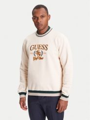 Guess Bluza M5YQ12 KCXW1 Beżowy Regular Fit. Brązowe bluzy Guess, m, z aplikacjami, z bawełny, bez kaptura. Za 309.99 zł.