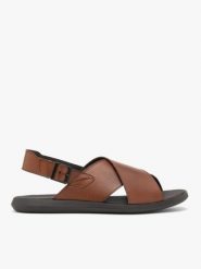 Brązowe skórzane sandały. Brązowe sandały Ryłko, ze skóry, bez zapięcia. Za 349.99 zł.