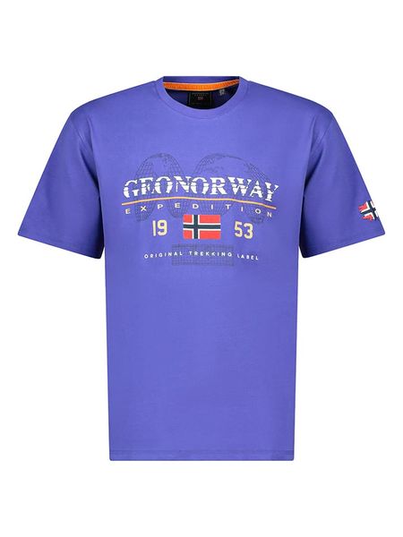 Geographical Norway Koszulka "Jecking" w kolorze niebieskim rozmiar: XL. Niebieskie bezrękawniki Geographical Norway, xl, bez wzorów, z bawełny, bez kołnierzyka, bez ramiączek. Za 71.40 zł.