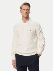 Tommy Jeans Sweter DM0DM23405 Kremowy Regular Fit. Białe swetry rozpinane Tommy Jeans, m, bez wzorów, z bawełny, bez kołnierzyka, bez ramiączek. Za 409.99 zł.