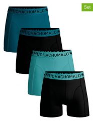 Muchachomalo Bokserki (4 pary) w kolorze turkusowo-czarnym rozmiar: L. Czarne bokserki MUCHACHOMALO, l, bez wzorów. Za 139.95 zł.