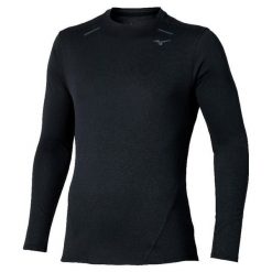 Koszulka termoaktywna Mizuno Thermal Charge. Czarne bielizna termoaktywna Mizuno, bez wzorów, bez ramiączek, do biegania. Za 324.50 zł.