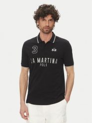 La Martina Polo Yeshayahu MAP320 PK001 Czarny Regular Fit. Czarne koszulki polo La Martina, m, bez wzorów, z bawełny, bez kołnierzyka, bez ramiączek. Za 419.99 zł.