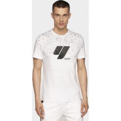 T-shirt męski TSM210 - czarny&biały allover. Białe t-shirty 4F, m, bez wzorów, bez kołnierzyka, bez ramiączek. Za 69.99 zł.