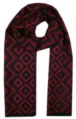 Męski Szalik z Wiskozy - Alties - Bordo i Czerń, Figury Geometryczne. Czerwone szaliki Alties, bez wzorów, z bawełny. Za 59.00 zł.