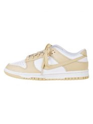 Nike Skórzane sneakersy "Dunk Low" w kolorze biało-beżowym rozmiar: 41. Brązowe buty sportowe casual Nike, bez wzorów, z materiału, bez zapięcia. Za 312.58 zł.
