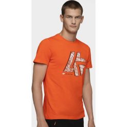 T-shirt męski TSM227 - pomarańcz. T-shirty 4F, m, bez wzorów, bez kołnierzyka, bez ramiączek. Za 59.99 zł.