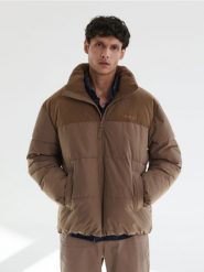 Kurtka puffer - beżowy. Brązowe kurtki Sinsay, l, bez wzorów, bez kaptura. W wyprzedaży za 89.99 zł.