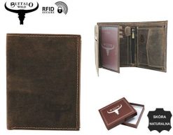 Portfel skórzany Buffalo Wild RM-04-BAW brązowy. Brązowe portfele BUFFALO WILD, bez wzorów, ze skóry. Za 57.99 zł.