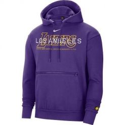 Bluza sportowa męska Nike Lakers Courtside. Fioletowe bluzy z kapturem Nike, m, bez wzorów, z kapturem. Za 458.00 zł.