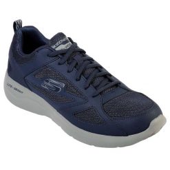 Buty sportowe Sneakersy męskie, Skechers Dynamight 2.0 - Fallford. Niebieskie buty sportowe casual Skechers, bez wzorów, bez zapięcia. Za 239.99 zł.
