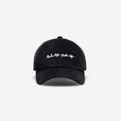 Czapka z daszkiem sztruksowa na deskorolkę CAP900 Make Life Skate Life czarna. Czarne czapki z daszkiem KIPSTA, bez wzorów, z bawełny. Za 69.99 zł.
