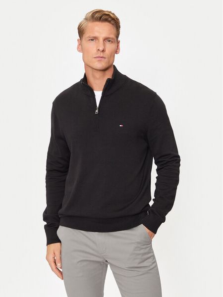 Tommy Hilfiger Sweter Essential MW0MW37331 Czarny Regular Fit. Czarne swetry rozpinane Tommy Hilfiger, l, bez wzorów, z bawełny, bez kołnierzyka, bez ramiączek. Za 519.99 zł.
