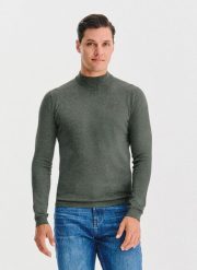 PAKO LORENTE - Półgolf męski w zielonym kolorze. Zielone swetry nierozpinane Pako Lorente, m, bez wzorów, z nylonu, bez kołnierzyka, bez ramiączek. Za 119.99 zł.