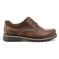 KOMODO Buty męskie skórzane półbuty Polskie 879 brązowe. Brązowe eleganckie półbuty bez wzorów, z jeansu, bez obcasa, bez zapięcia. Za 362.62 zł.