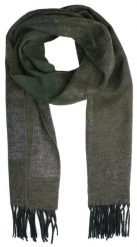 Szalik z Frędzlami, Szaro-Zielony, Wzór Geometryczny Miękki, Firmy V.Fraas -Cashmink. Szare szaliki V. Fraas, bez wzorów, z materiału. Za 65.00 zł.