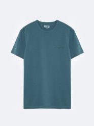 Koszulka męska z niewielkim nadrukiem na piersi zielona Irter 304. Zielone t-shirty BIG STAR, l, bez wzorów, z dzianiny, bez kołnierzyka, bez ramiączek. Za 99.99 zł.